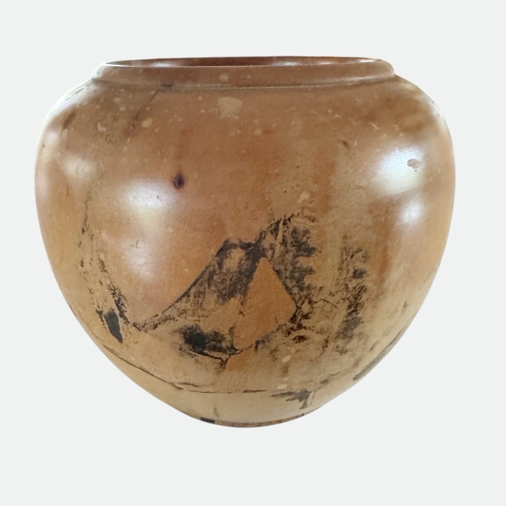 Hand Turned Wooden Vase Vessel Pot Natural Finish Mexico